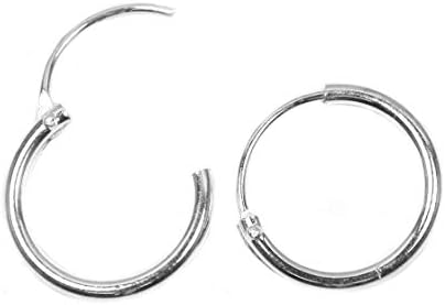 Small sterling silver hoop earrings. 10mm across and hinged opening