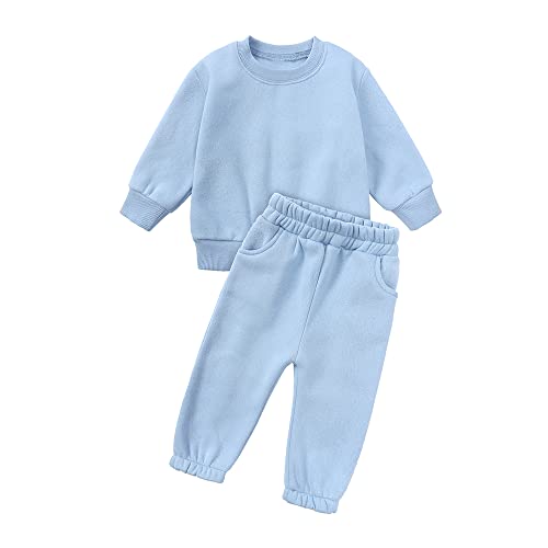 Image of MYGBCPJS Youth 2PCS Jogger Outfits Set Fleece Hooded + Sweatpants Boys Girls Athletic Sweatsuits Pullover Clothes