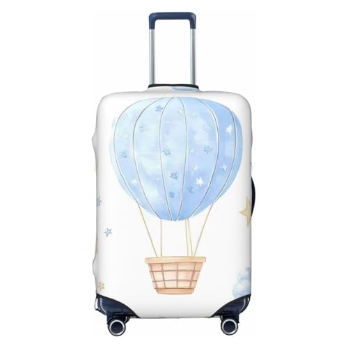 Blue Hot Air Balloon Elastic Travel Luggage Cover, Washable Spandex Suitcase Protector, Anti-Scratch Fits 18-32 Inch