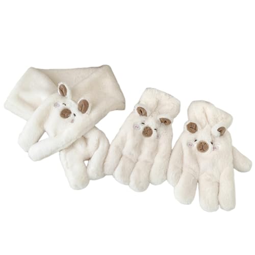 Guantes gruesos y calentadores de cuello peludos de montaña infantil