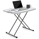 New Home Era 30" Height Adjustable Plastic Folding Tray Table - Portable, Easy Storage, and Perfect