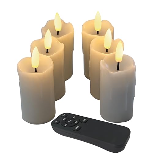 Image of CANDLE CHOICE Battery Operated Flameless Votives with Remote Auto Daily Cycle Timer Long Lasting Realistic Black Wick Electric LED Candles Wedding Party Holiday Halloween Christmas Decorations 6 Pack