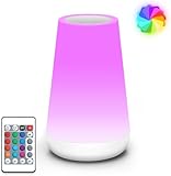 Auxmir Lámparas de Mesita de Noche, Recargable 2500mAh con USB, Luz Nocturna LED sin Cable, Control Remoto y Táctil, Temporizador, 13 Colores de Luz, para Dormitorio Quitamiedos, Blanco