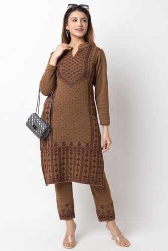 Image of ColorChakra Woolen Kurta Palazzo Set for Womens Winter wear Wool Kurti Sizes M to 4XL