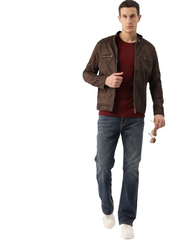 Leather Retail Coffee-Colored Suede Jacket For Men's
