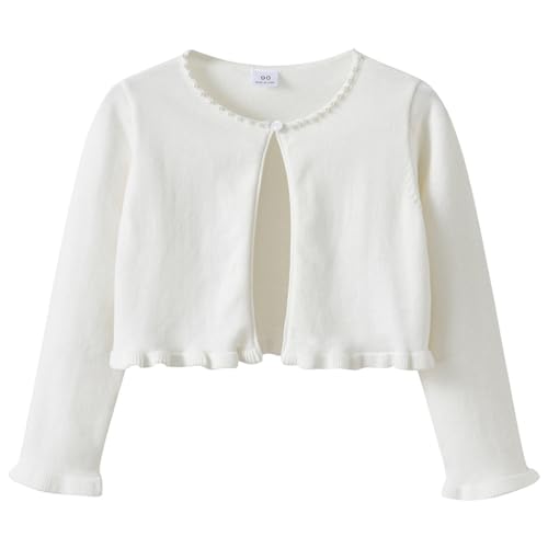 ACSUSS Baby Girls One Button Sweater Long Sleeve Round Neck Ruffled Shrug Cropped Bolero Cardigan