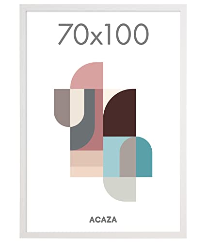 ACAZA Cadre photo 70 x 100 cm avec plexiglas incassable pour mur photo, grand cadre photo pour poster ou images comme décoration murale photo, cadre photo, bordure blanche