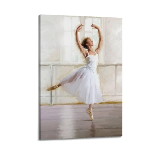 Poster danse romantique WIZIGM 30x45cm avec cadre toile ballerine