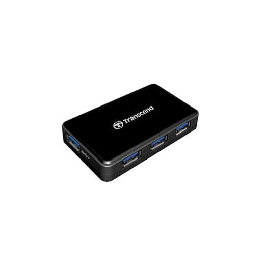 Transcend 4-Port Hub3K USB 3.1 Gen 1 USB Type-A X4 (USB 3.1 Gen 1) with The Included Power Adapter Input Interface USB 3.1 Gen 1 Micro-USB to USB Type A - Ts-Hub3K Black