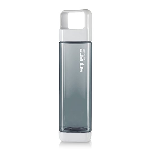 Clean Bottle Tritan Square BPA-Free Water Bottle, Opens from Both Ends, 25 Ounce, Charcoal