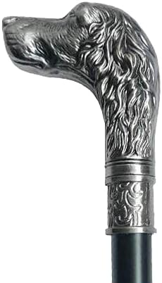 Marco Paul Interiors Unique Rubber Walking Stick Cane Dog Head with Vintage Victorian Style - Black Pewter Walking Aid Silver Fancy Dress Walking Stick Ferrule for Both Men's and Ladies Walking Stick
