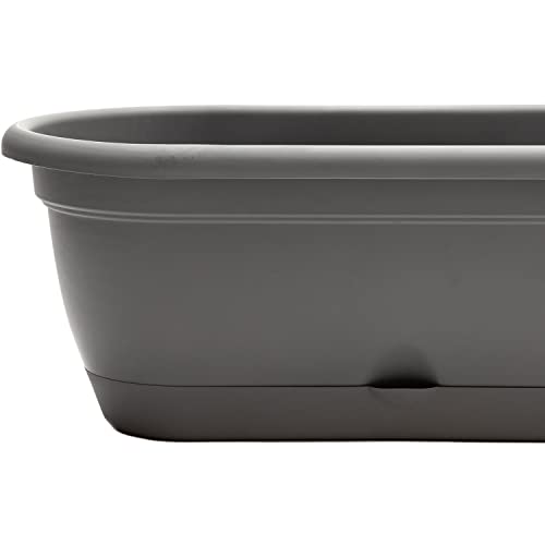Bloem Lucca Self Watering Window Box Planter W/Saucer 18" Charcoal Gray (Lwb18908) #TOP6