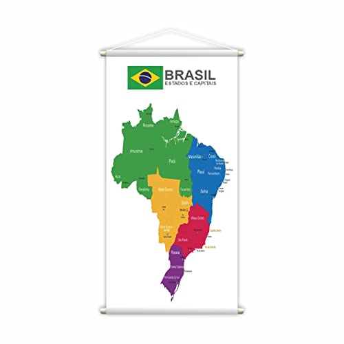 Banner Pedagógico Mapa Estados e Capitais do Brasil 120x60cm