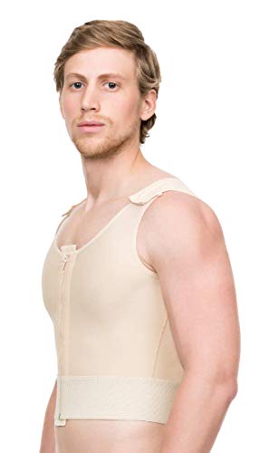 Isavela Short Length Male Abdominal Cosmetic Surgery Compression Vest W/Zipper MG03-SH SM, Beige2