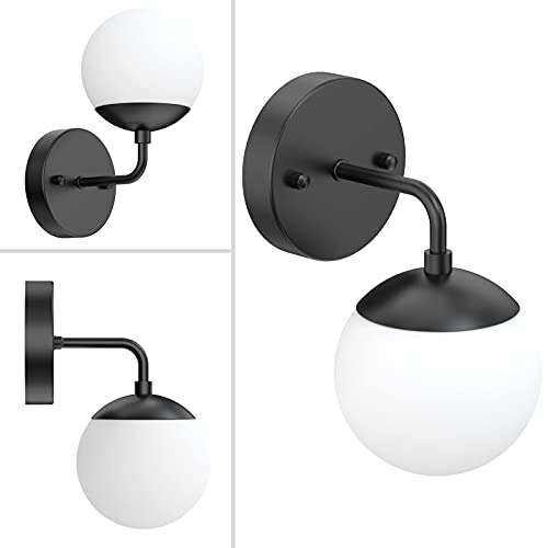 Tipace Black Sconce Light 1 Light,Black Wall Sconce,Modern Globe Wall Light for Restaurant Living Room Bedside Stairs Bathroom Mirror(3000K G9 Bulb Include) by Tipace - Image 2