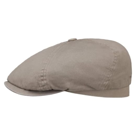 Stetson Cotton Twill Flatcap Cap 100 Percent Cotton UV Protection 40 Plus Lined Unisex Summer Taupe XXL (62-63 cm)
