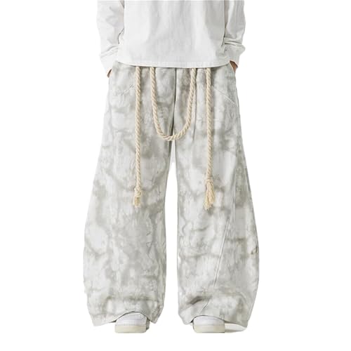 Mens Baggy Tie-dye Pants Casual Drawstring Elastic Waist Loose Fit Hippie Pants Trousers Streetwear