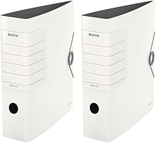 Leitz Qualitäts-Ordner 180° Solid, A4, Weiß, 8,2 cm Rückenbreite, Gummibandverschluss, Robustes Polyfoam, extra breites, austauschbares Rückenschild, 11120001 (Packung mit 2)