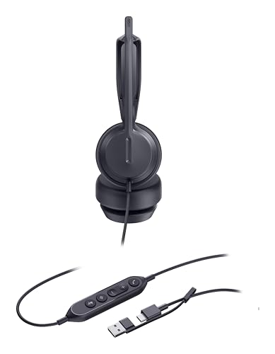 Auriculares Yealink UH42 Dual UC con cable USB-C/USB-A Supraaurales para Llamadas y Música con Micrófono y Cancelación de Ruido Negro