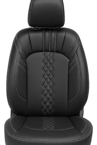 CarVista PU Leather Car Seat Covers for Maruti Swift – Custom Fit, Black with Silver Stitching, Full Set, Waterproof, Airbag Compatible, Scratch Resistant