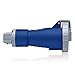 Leviton 320C6W 20 Amp, 250 Volt, 2P, 3W, North American Pin & Sleeve Connector, Industrial Grade, IP67, Watertight - BLUE