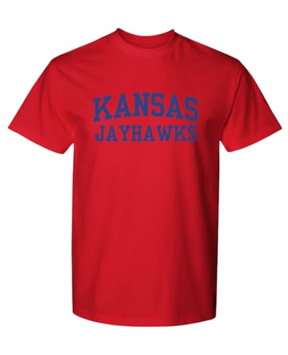 NCAA Officially Licensed Apparel University of Kansas Collegiate KU Jayhawks Gameday Logo Unisex OCKAN02 T-Shirt Kansas04T Red Small