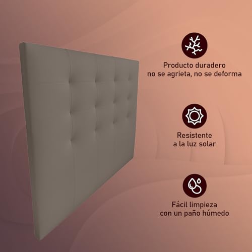 amuéblate Online, Cabecero Modelo Dinamarca Acolchado, Tapizado en Polipiel de Alta Gama, Medidas: 160 x 120 cm (para Cama de 150 y 160) Gris - imagen 6
