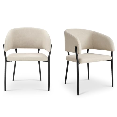 Image of VonHaus Dining Chairs Set of 2, Upholstered Cream Kitchen Chairs, Oxford