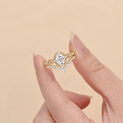 Ydd S925 1.5Ct Oval Moissanite Engagement Rings For Women Bridal Set 2Pcs Oval Vine Vintage Inspired V Shaped Wedding Band Anniversary Free Engraved #TOP4