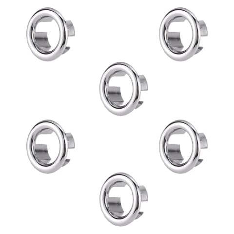 Sink Overflow Ring, 6 PCS Sink Hole Replacement Overflow Hole, Round Basin Overflow Trim, Sink Hole Cap, Drain Cap Cover Insert in Hole, for Bathtub, Kitchen, Sink Cover