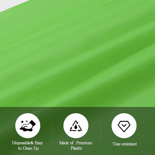 Image of tujol Lime Green 6 Pack Plastic Table Cloth 54 inch x 108 inch, Disposable Tablecloths Rectangle Table Cover, Plastic Tablecloths for Parties
