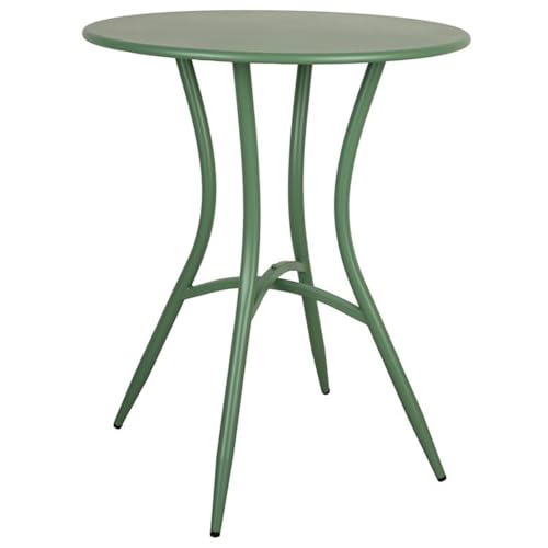 AUBRY GASPARD - Table en Métal Laqué Vert Ø60 H71 - Mange Debout Moderne avec Tampons Réglables - Facile À Monter - Idéale pour Cuisine et Salon - Couleur Verte - Taille Ø60 cm