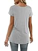 Florboom Women Casual V Neck Short Sleeve Tops Tunics Pleated Shirts Grey 20 22 #3