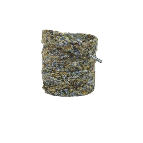 FOVAOK Cordones planos de 1,8 cm de ancho de felpa gruesa de una sola capa, coloridos cordones de mohair, esponjosos, para zapatos de mujer, accesorios para zapatos de mujer, 8955 marrón, azul y