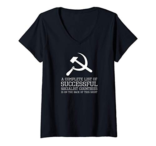 Femme Funny Anti Socialist Government - Libertarian & Conservative T-Shirt avec Col en V