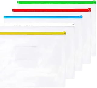A3 Document Folder File Zipper Bags Plastic Wallets Zip Wallet Folder Clear Poly Zip Envelopes 5PCS