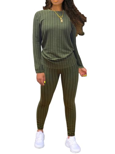 Nimsruc Two Piece Outfits For Women Lounge Casual Jogging Suit Sweatsuits Sets Matching Athletic Clothing Fashion Tracksuit Green XXL