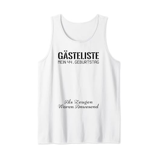 Gästeliste Mein 44. Geburtstag Libro de visitas Firma Camiseta sin Mangas