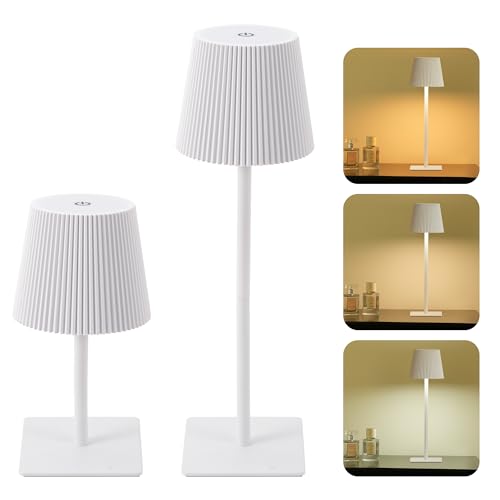 LUTEC 2 Pack Cordless Table Lamp,6000mAh Rechargeable Battery Operated Desk ...