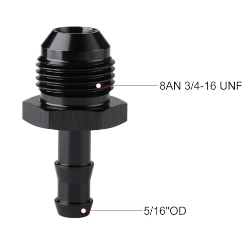 Podavelle 8AN Male Flare to 5/16 Hose Barb Straight Fitting Adapter Aluminum Black 2PCS by Podavelle - Used condition - Image 2