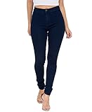 EASTDAMO Frauen-Ausdehnung-hohe Taille dünne Jeggings dünne Jeans, Blue, Gr. M