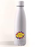 Muy Chulo Botella Deportiva Súper Profe - Acero Inoxidable Antigoteo Blanco Brillo Diseño Original Frase Motivadora - Bidón 700 ml.