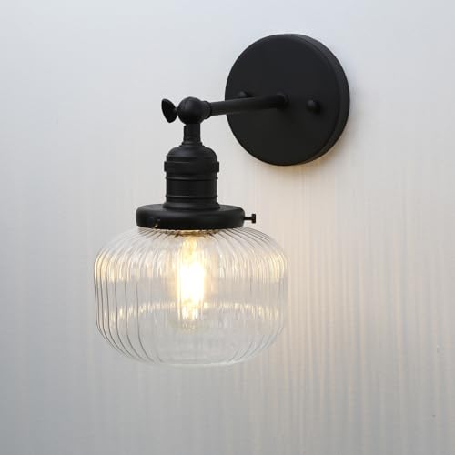 Applique Murale Industrielle Vintage E27 - Abat-Jour Verre Pétale Pour Salon, Chambre | Style Rétro Adjustable
