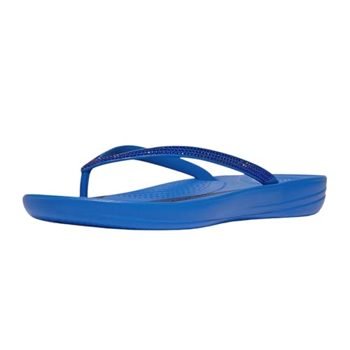 Image of FitFlop Womens iQushion Sparkle Ergonomic Flip Flops for Walking, Lightweight Waterproof Cushioned Thong Sandals for Women with Non Slip Bottom and Arch Support | Lightweight Waterproof Walking Sandals w /Cushioned Comfort & Arch Support