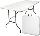 180x75x74cm METALLO Bricoutlet Tavolo Birreria, Pieghevole in Acciaio e Plastica,180x75x74