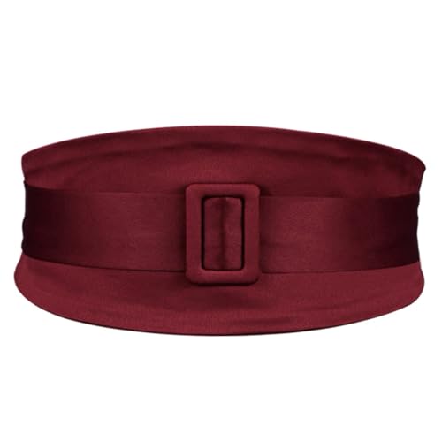 Maxtonser Fashion Corset Belt for Dress Wide Waistbelt Decorative Waist Cincher Adjustable Double Layer Waspie Belt for Sweater Burgundy