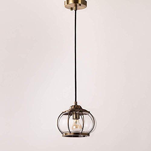 Luminaire Suspendu en Cuivre et Verre Lampe de Plafond E27