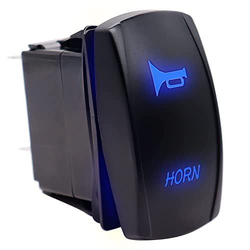 mxuteuk 12V Waterproof Horn Rocker Switch Momentary Toggle Switch 20A Blue LED Light ON/Off SPST 5Pin Air Speaker Horn illuminated Toggle Switch for Vehicle Boat Marine