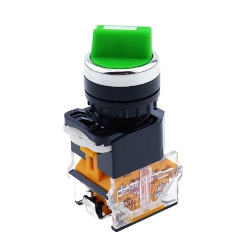 Interrupteur rotatif 3 positions vert avec sélecteur autobloquant DPST 4 vis