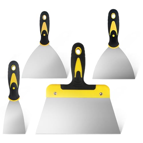 Couteau à Enduire, Spatules en Acier Inoxydable, Spatule Bricolage, Spatule Mastic, Spatule a Enduire- 4 Pcs